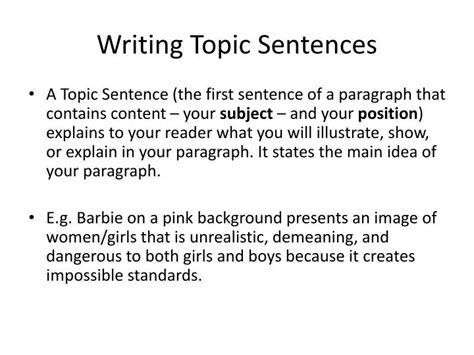 PPT - Writing Topic Sentences PowerPoint Presentation, free download - ID:2860766