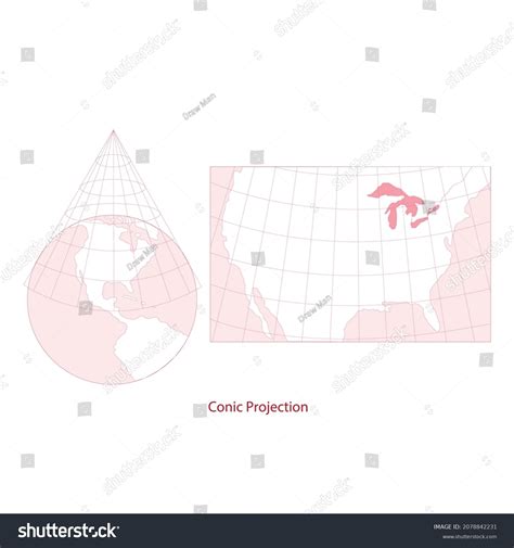 Conic Projection Maps Hd Vektor Stock Vector (Royalty Free) 2078842231 ...