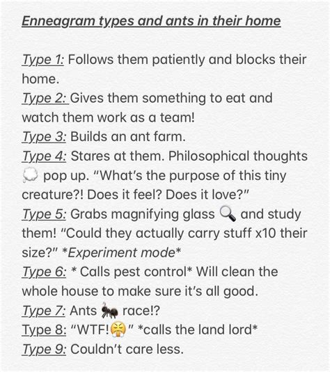 [ Meme ] Enneagram Types and ants 🐜 at home 🏠 : r/Enneagram