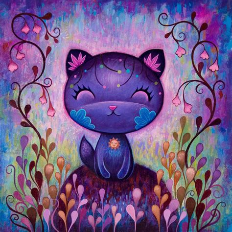 Jeremiah Ketner: Flower Kitty - Fine Art Print, Signed Illustrations, Illustration Art, Image ...