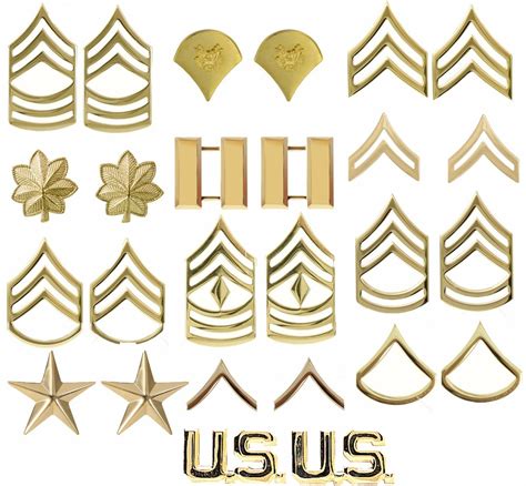 Gold Polished Military Pin On Rank Insignia Set - USA Made - Other Clothing, Shoes & Accessories