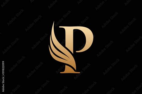 Initial letter P logo and wings symbol. Wings design element, initial ...