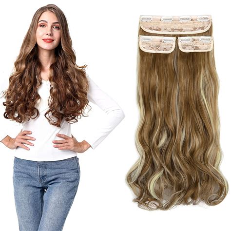 24 Straight Curly Wavy 3 Pieces Hair Extensions Natural Straight Clip ...