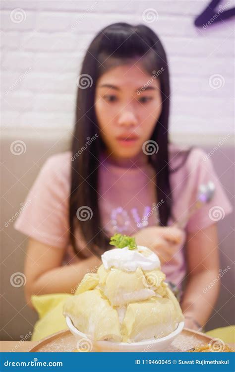 Bingsu Durian with Durian Ice Cream and Whipped Cream Stock Image - Image of durian, green ...