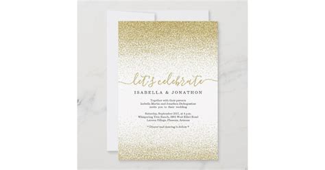 Gold Glitter Wedding Invitation | Zazzle