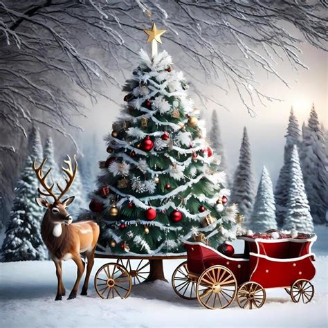 Premium AI Image | Generated design of Christmas reindeer with a sleigh ...