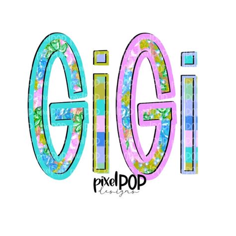 Gigi Floral and Stripe Design PNG Gigi Art Gigi Gigi - Etsy