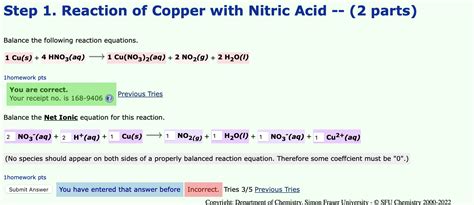 Solved Step 1. Reaction of Copper with Nitric Acid - (2 | Chegg.com