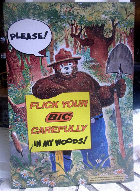 1978 Flick Your Bic Pen Cardboard 12.5X18 SMOKEY THE BEAR Forest Service Sign NM | eBay | Smokey ...