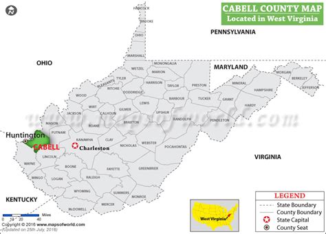 Cabell County Map, West Virginia