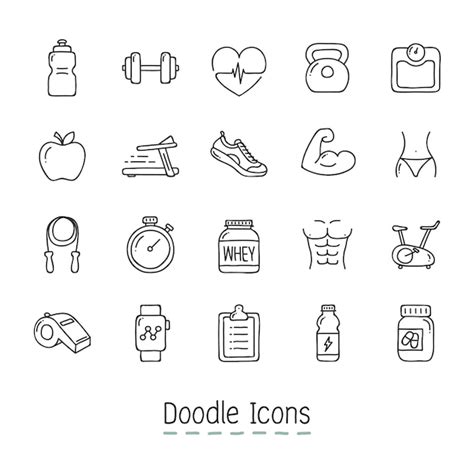 Free Vector | Doodle Health And Fitness Icons.