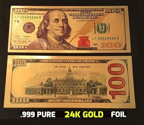 24k Gold Foil .999 NEW Edition Replica 100 Dollar Bill U.s.seller - Etsy