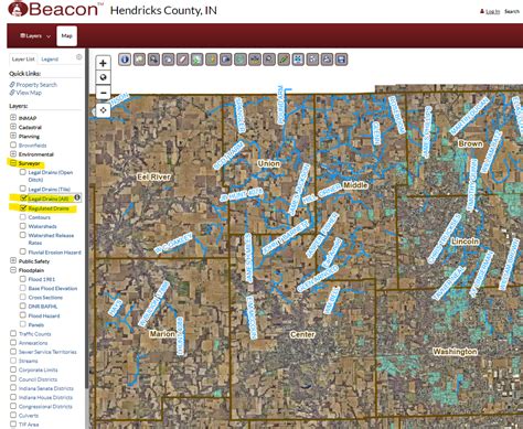 GIS - Legal Drains & Section Corners / Hendricks County, Indiana