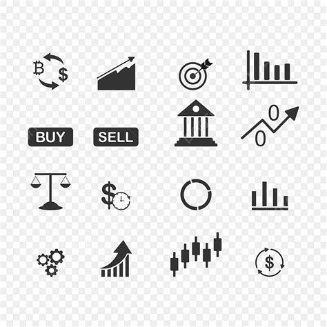 Trade Stock Market Vector PNG Images, Stock Market Trading Icons Set ...