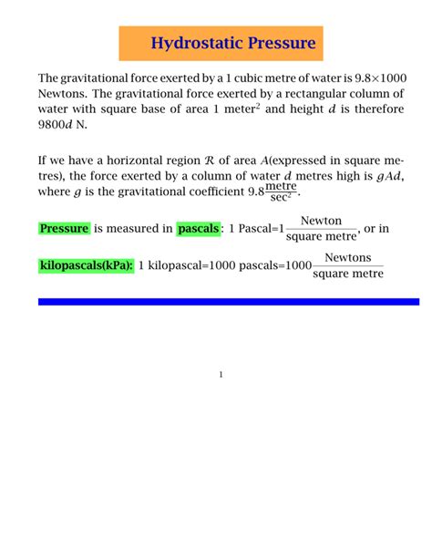 Hydrostatic Pressure