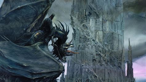 Black dragon illustration, digital art, fantasy art, Barad-dûr, The ...