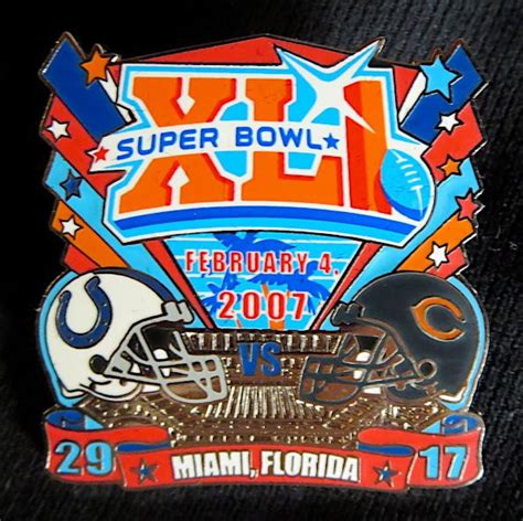 SUPER BOWL 41 ~ INDIANAPOLIS COLTS / BEARS Final Score LAPEL PIN ...