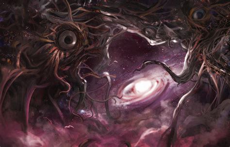 eyes, space, artwork, horror, space art, creature | 3000x1915 Wallpaper ...