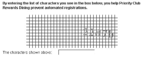 Downloaded example of the Holiday Inn Priority Club CAPTCHA | Download ...