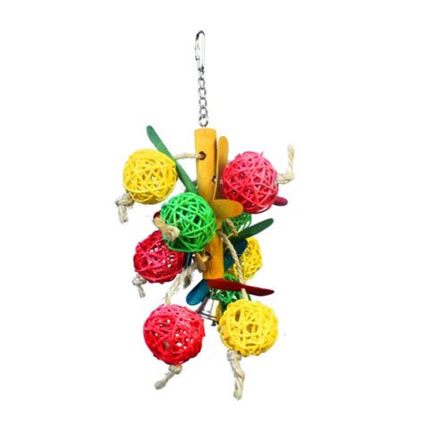 Colorful Natural Birds Toys Pet Parrot Cockatiel Parateer Hanging Balls ...