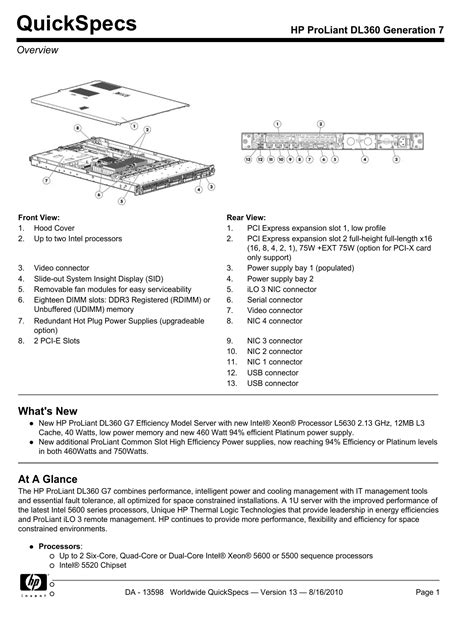 HP ProLiant DL360 Generation 7 | Manualzz