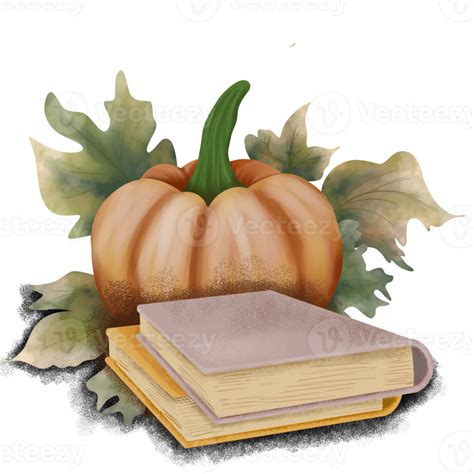 Pumpkin with Books Illustration 30802648 PNG