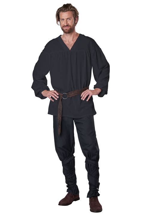 Renaissance Peasant Shirt Adult Costume (Black) - PureCostumes.com