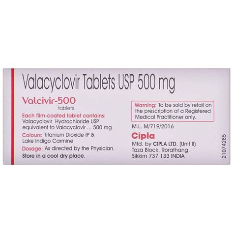 Valacyclovir 500 Mg Tablets at Rs 204/stripe in Nagpur | ID: 23996217462