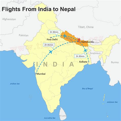 Map of India and Nepal, Nepal India Border Map, India Tourist Map