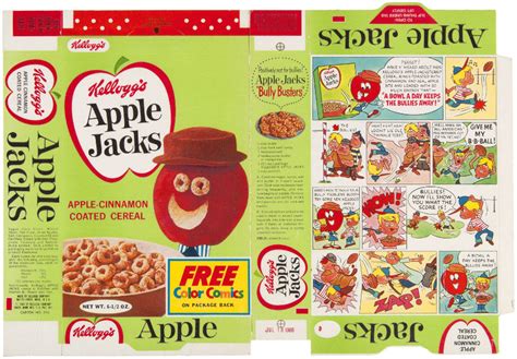 Hake's - KELLOGG'S "APPLE JACKS" CEREAL BOX FLAT PAIR.