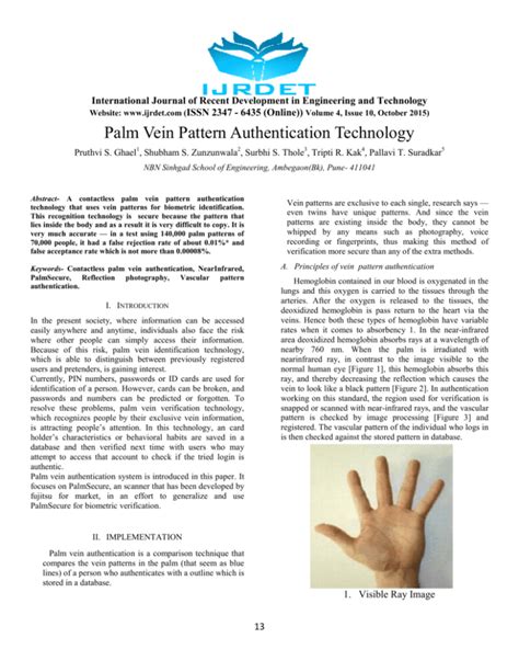 Palm Vein Pattern Authentication Technology