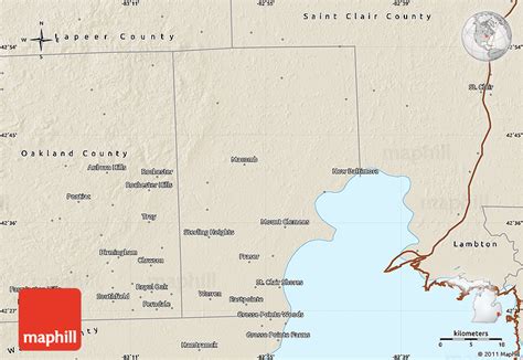 Shaded Relief Map of Macomb County