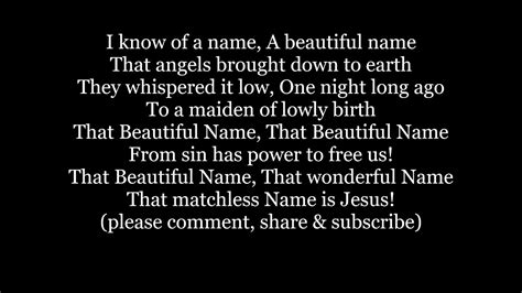 I KNOW OF A NAME THAT BEAUTIFUL NAME That Wonderful Jesus Hymn Lyrics Words text sing along song ...