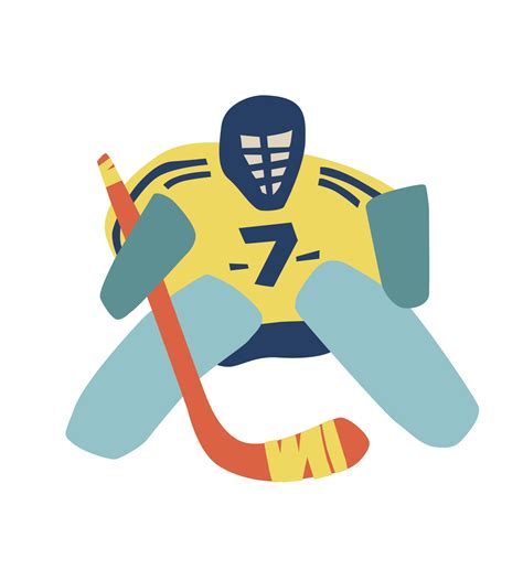 Ice Hockey goalie. Ice Hockey goalkeeper. Simple, doodle, cartoon, hand ...