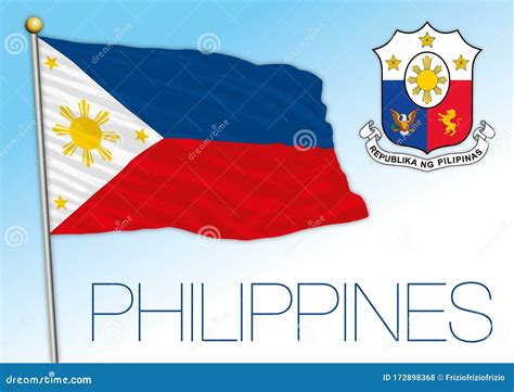 Philippines National Flag and Coat of Arms Stock Vector - Illustration ...