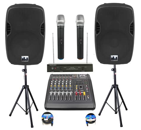 Complete Professional 2000 Watts PA System 6 Ch Mixer 10" Speakers Dual ...