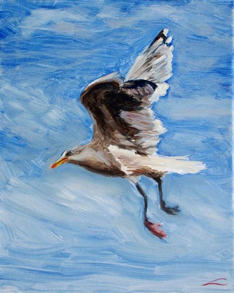 Flying seagull Painting by Elena Sokolova | Saatchi Art