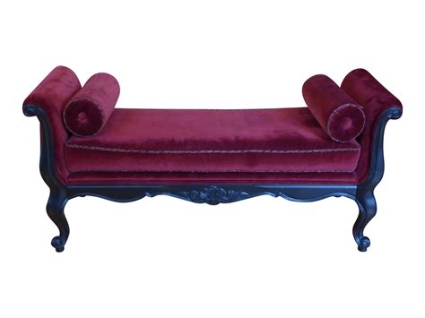 Ethan Allen Carved Wood Burgundy Velvet Bench on Chairish.com | Velvet bench, Leather butterfly ...