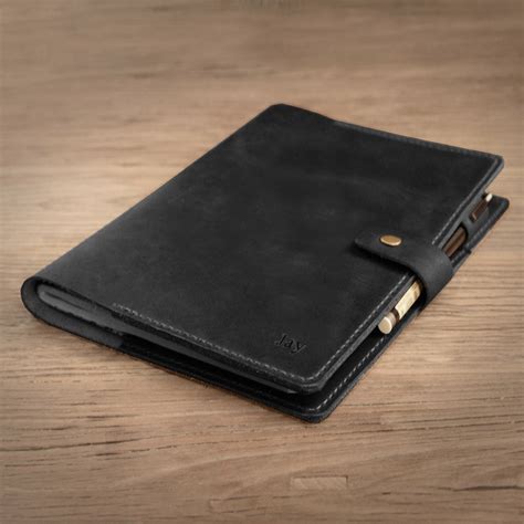 Personalized Distressed Leather Composition Notebook Cover, black, 307 ...