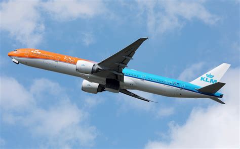 Download wallpapers Boeing 777-300ER, passenger plane, KLM Orange Livery, KLM, Boeing 777, air ...