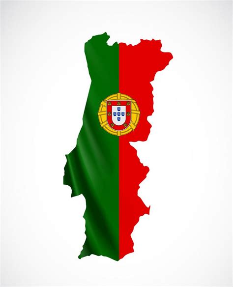 Mapa de la bandera de Portugal: Mapa de Portugal con la bandera dentro