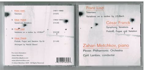 ZAHARI METCHKOV Piano CD Franz Liszt Totentanz Cesar Franck Symphonic Variations 701376165323 | eBay