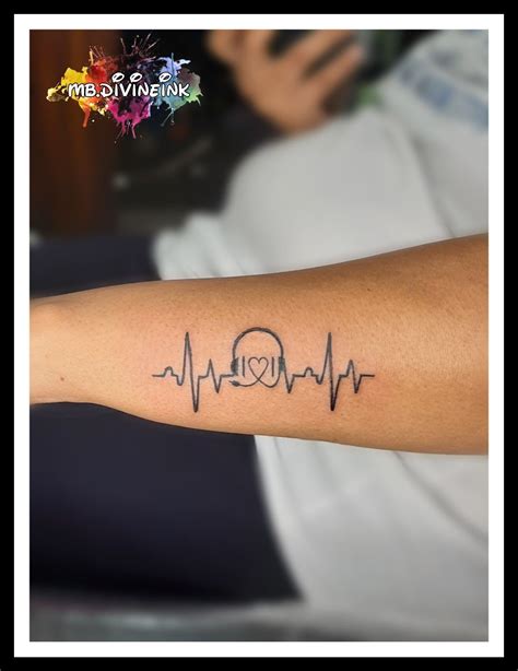 Heartbeat tattoo, Music tattoo, Heart tattoo, Head phones tattoo ...