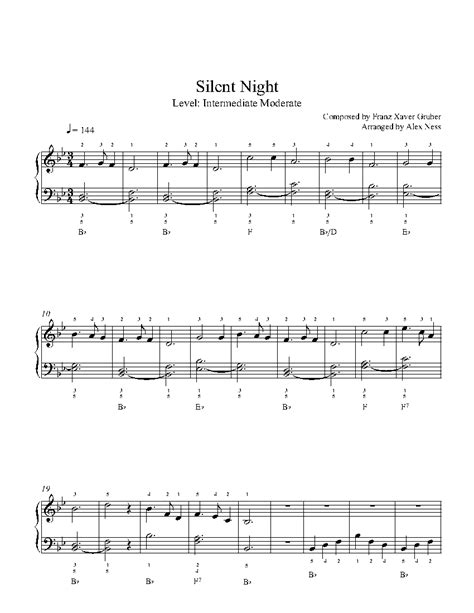 Silent Night Piano Sheet Music Free Printable - Printable Word Searches