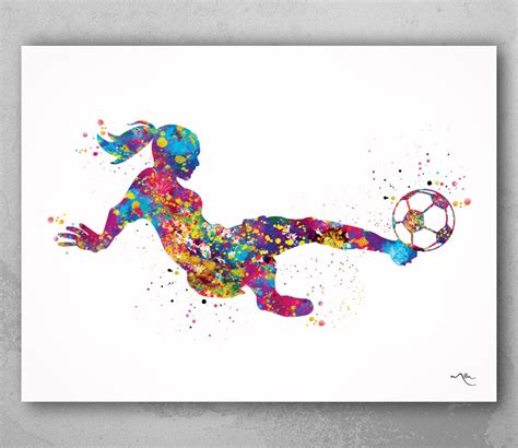 Soccer Girl Watercolor Print Female Soccer Gift Soccer Art | Etsy