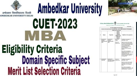 Dr BR Ambedkar University Delhi CUET MBA Eligibility Criteria, Cut off ...