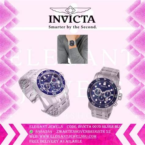 Men Watch Invicta 0070 Silver Blue Swimproof – Elegant Jewels