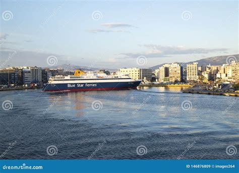 Ferry Arrives in Piraeus Harbor, Athens, Greece - May 2014 Editorial ...