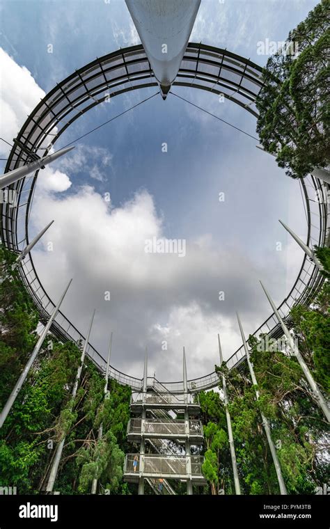 PENANG, 9 august 2018 - Up view of the Penang hill canopy walk ...