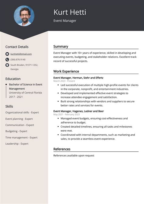 Event Manager Resume Example (Free Guide)